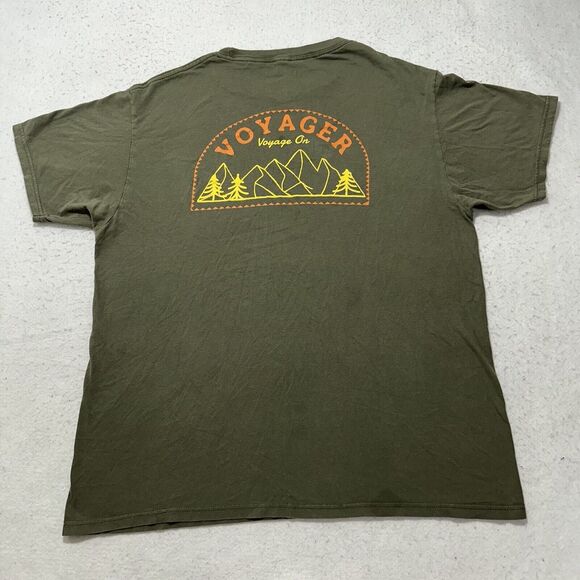 Voyager Men's Large Short Sleeve Crewneck Graphic T Shirt Outdoors Olive Green - Picture 1 of 13